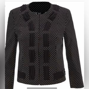CAbi Polka Dot Jacket Black & White size 4 Small Style #5156 New Chiffon Edging